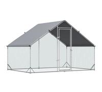 PawHut Chicken Run Galvanised Walk-in Chicken Coop Hen Poultry House Cage Rabbit Hutch Pet Playpen Garden w/Water-Resist Cover, 3 x 2 x 2m