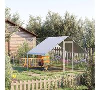 PawHut Chicken Run Galvanised Walk-in Chicken Coop Hen Poultry House Cage Rabbit Hutch Pet Playpen Garden w/Water-Resist Cover, 3 x 4 x 2m
