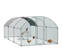 PawHut Walk In Chicken Run with Chicken Activity Shelf and Cover, 2.8 x 5.7 x 2m