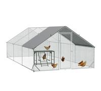 PawHut Walk In Chicken Run with Chicken Activity Shelf and Cover, 3 x 6 x 2m