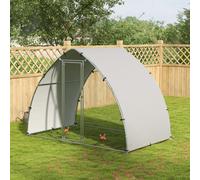 PawHut Walk In Chicken Run, Galvanised Chicken Coop Outdoor with Cover, Poultry Cage, for 8-12 Chickens, Hens, Ducks, Rabbits, 3 x 1.9 x 2.2m - Silver Tone