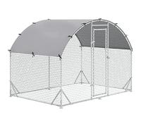 Pawhut Chicken Run 1 Room Galvanised Chicken Coop Hen House With Cover 2.8 X 1.9 X 2M In Silver Silver