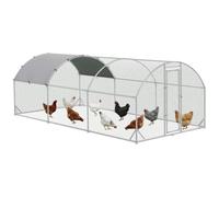Pawhut Walk-In Chicken Run Galvanised Chicken Coop W/ Cover 5.7 X 2.8 X 2M