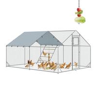 PawHut Walk-in Chicken Run with Feeding Door for 12-18 Ducks