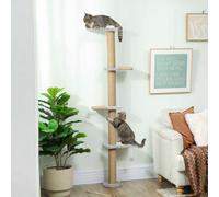 PawHut 4 Platform Light Grey Indoor Wall Mounted Cat Shelves