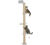 Pawhut Wall Mounted Cat Shelves With 4 Climbing Platforms For Indoor, Light Grey Light Grey