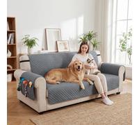 PawHut Waterproof Sofa Cover 3 Seater, Soft Couch Cover for Dogs Cats Pets, Non Slip Sofa Slipcoevr with Elastic Straps Furniture Protector for Living Room, 306L x 177W, Grey