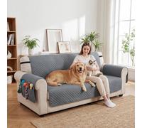 PawHut Waterproof Sofa Cover 3 Seater, Soft Couch Cover for Dogs Cats Pets, Non Slip Sofa Slipcoevr with Elastic Straps Furniture Protector for Living Room, 306L x 177W, Grey