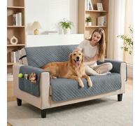 PawHut Waterproof Sofa Cover 2 Seater, Soft Couch Cover for Dogs Cats Pets, Non Slip Sofa Slipcoevr with Elastic Straps Furniture Protector for Living Room, 255L x 177W, Grey
