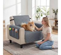 PawHut Waterproof Sofa Cover, Soft Couch Cover for Dogs Cats Pets, Non Slip Sofa Slipcoevr with Elastic Straps Furniture Protector for Living Room, 192L x 177W, Grey