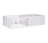 Pawhut 7 Panels Puppy Pen For Indoors With Three Doors Two Room Design In White White