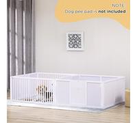 PawHut 7 Panels Puppy Pen for Indoors, with Three Doors, Two-Room Design, White