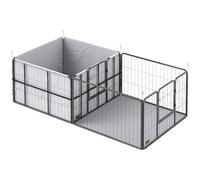 PawHut Whelping Box for Dogs, Puppies 7 Panel Dog Playpen for Medium Dogs | Two Rooms, Washable Whelping Pads, Water-Resistant Oxford Fabric, Two Doors