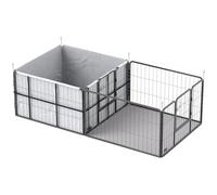 PawHut Seven-Panel Heavy-Duty Small Medium Dog Whelping Box with Washable Pee Pads - Black, Black