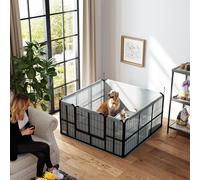 PawHut Whelping Box w/ Washable Whelping Pad, Wind-Resistant Cloth, Black