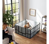 Pawhut Whelping Box W/ Washable Whelping Pad, Wind-Resistant Cloth, Black Black