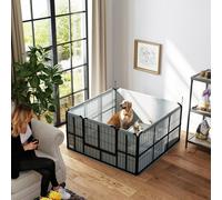 PawHut Whelping Box w/ Washable Whelping Pad, Wind-Resistant Cloth, Black - Black - Steel, Polyester - 1