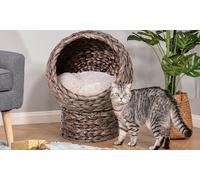 Pawhut Wicker Cat Bed: Light Brown