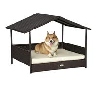 PawHut Wicker Dog Bed for Small and Medium Pets, 98 x 69 x 70cm, Cream