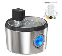 PawHut Wireless Cat Water Fountain for Drinking Stainless Steel, 4L/135oz Large Battery Operated Cat Fountain Cordless, Ultra-Quiet Pet Water Dispenser with Motion Sensor, 6 Filters, Rechargeable