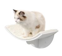 PawHut Wood Cat Shelf Perch Bed Curved Climber Wall-Mounted Cat Furniture - White - MDF, Sponge, Berber Fleece - 1