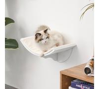 PawHut Wood Cat Shelf Shelter Kitten Bed Curved Climber Wall-Mounted Berber Fleece