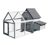 PawHut Wood Chicken Coop Pet Poultry Chicken House Backyard with Nesting Box Ramp Run, 166 x 124 x 112cm Aosom UK
