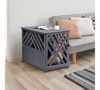 PawHut Wood Dog Crate Dog Cage Table Kennel Night Stand with Lockable Door for Small Medium Pets Grey 60 x 91 x 74 cm