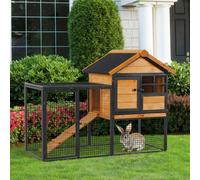 Wood-metal Rabbit Hutch Elevated Pet House Outdoor 122 x 63 x 92cm