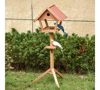 PawHut Wooden Bird Feeder Stand for Garden Backyard Decorative Pre-cut Natural