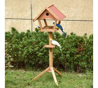 PawHut Wooden Bird Feeder Stand for Garden Backyard Decorative Pre-cut Natural - Natural - Fir wood - 1