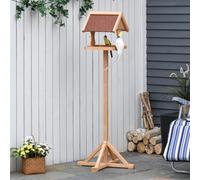 Pawhut Wooden Bird Feeder W/ Cross-Shaped Support Feet Weather Resistant Roof