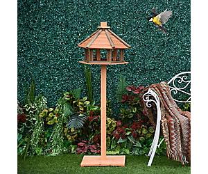 PawHut Wooden Bird FeederWater Resistant Brown