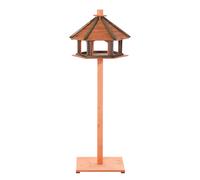 PawHut Wooden Bird Table Bird Feeding Station Playstand with Roof 130Hcm for Outdoor Brown Brown