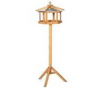 PawHut Wooden Bird Table Free Standing Feeder Garden Sheltered Feeding Station Parrot Stand Birdhouse 40x113cm Wood