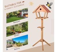PawHut Wooden Bird Table Freestanding Feeding Station for Garden Outside 139H cm