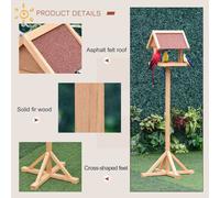 PawHut Wooden Bird Table Wild Bird Feeding Station Freestanding Feeder for Garde