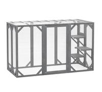 PawHut Wooden Cat House, 71" Catio Outdoor Cat Enclosure with Three Platforms, Large Door and Weather-Resistant Roof, for Multiple Cats, Grey