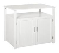 Pawhut Wooden Cat Litter Box Enclosure Furniture With Tabletop For Nightstand In White White