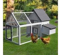 Pawhut Wooden Chicken Coop Hen House Enclosure Garden With Ramp Run Nesting Box