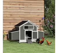 Pawhut Wooden Chicken Coop, Poultry Cage With Nesting Boxes And Tray In Grey Grey