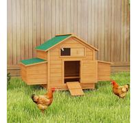 Pawhut Wooden Chicken Coop, Poultry Cage With Nesting Boxes And Tray In Yellow Yellow