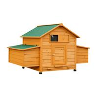 PawHut Wooden Chicken Coop, Poultry Cage with Nesting Boxes, Tray, Hen House for 2-4 Chickens, Yellow Wood