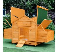 PawHut Wooden Chicken Coop, Poultry Cage with Nesting Boxes and Tray, Yellow, Yellow