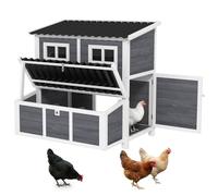 Pawhut Wooden Chicken Coop W/ Nesting Box For 4-6 Chickens, 100 X 86 X 100Cm In Light Grey Light Grey