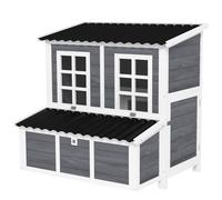 PawHut Wooden Chicken Coop w/ Nesting Box for 4-6 Chickens, 100 x 86 x 100cm, Grey
