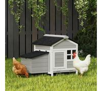 PawHut Wooden Chicken Coop with Pull-Out Tray & Nesting Box - Fir Wood - Grey - 1