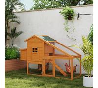 Pawhut Wooden Chicken Coop With Run, Nesting Box, Slide-Out Tray, Ramp