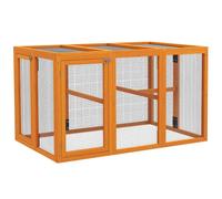 PawHut Wooden Chicken Run Hen Coop House Combinable Design Outdoor Use with Perches, for 1-3 Chickens, Ducks, 140 x 84 x 80cm Orange