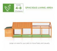 PawHut Wooden Chicken Run with Nesting Box, Openable Roof, for 4-8 Chickens